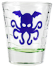 Green shot glass with purple Cthulhu (9014)